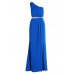 Vera Mont - 8687 4514 Lang hoog blauw assymetrisch kleed.